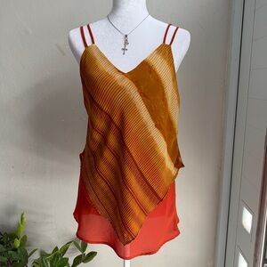 Women's Two-Tone Orange & Mustard Strappy Tank Top